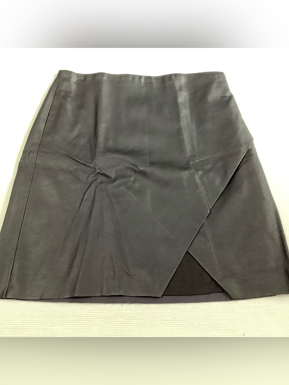 Club Monaco Black Faux Leather Wrap-Front Mini Skirt